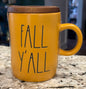 New Rae Dunn fall yellow ceramic coaster top coffee mug FALL Y’ALL