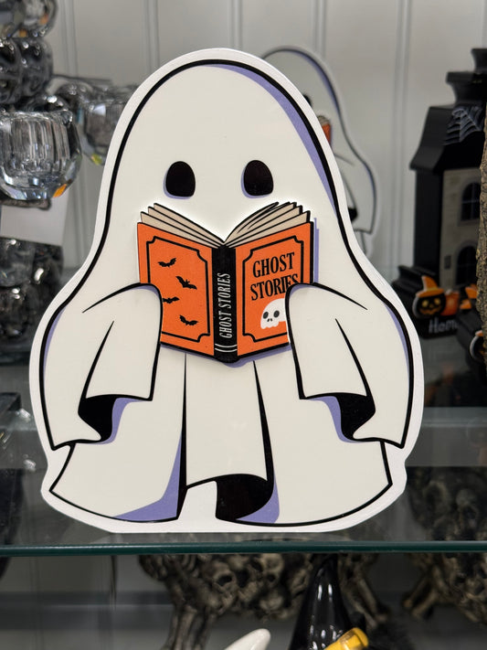 New ghost book reading 3-D Halloween decor 9x6.5 Ghost stories