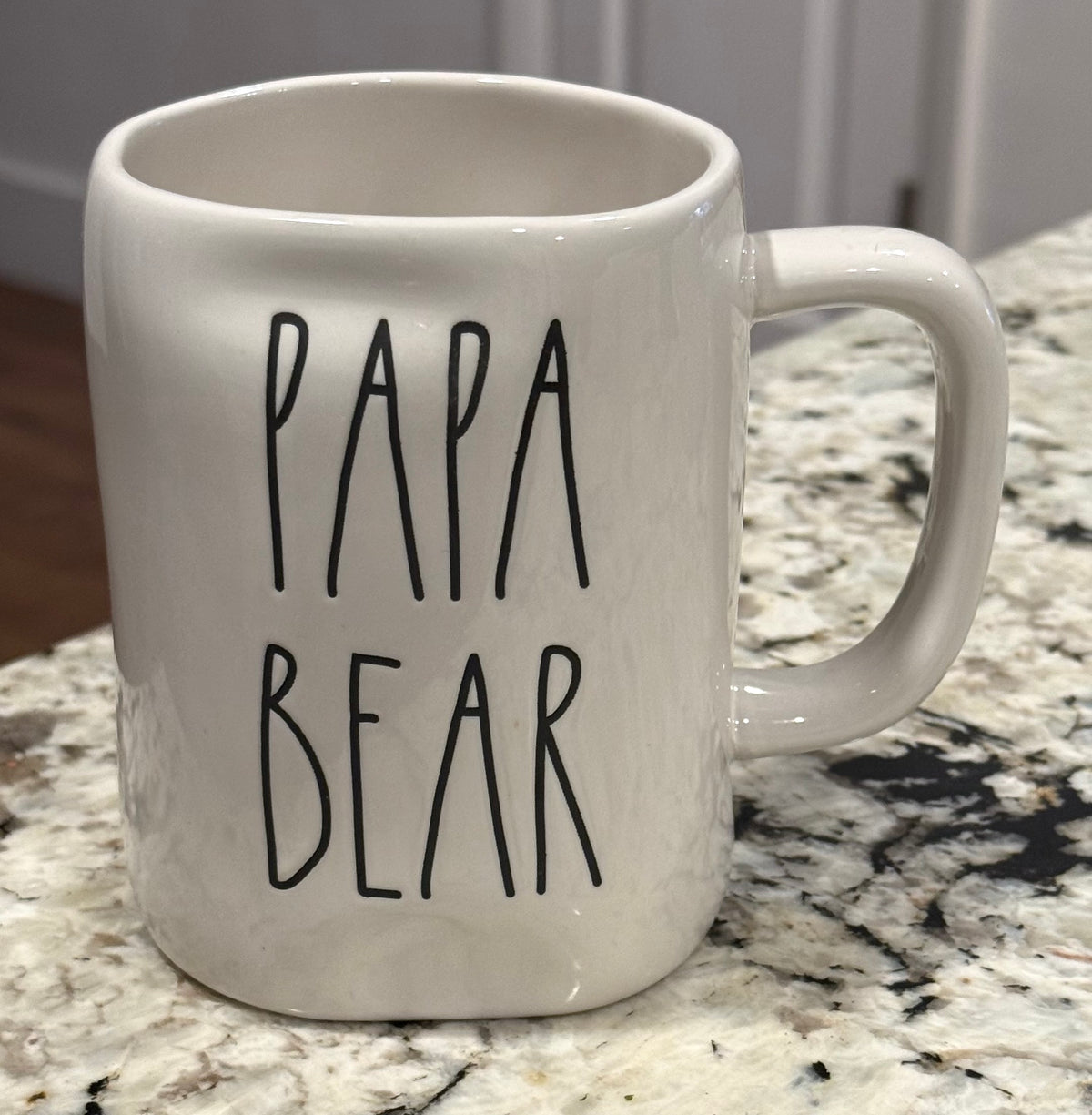 New Rae Dunn white ceramic coffee mug PAPA BEAR
