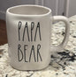 New Rae Dunn white ceramic coffee mug PAPA BEAR