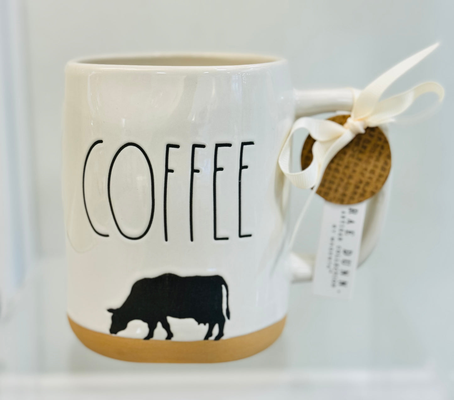 New Rae Dunn ceramic clay bottom shadow cow mug COFFEE