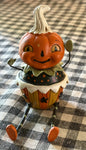 New Joanna Parker Halloween pumpkin big head shelf sitter decor