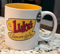 New 20oz Gilmore Girls wax resist ceramic mug - white/yellow interior -LUKE’S