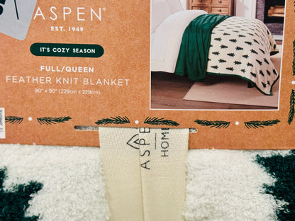 New Aspen Full/Queen Christmas Tree feather knit blanket bedding 90x90