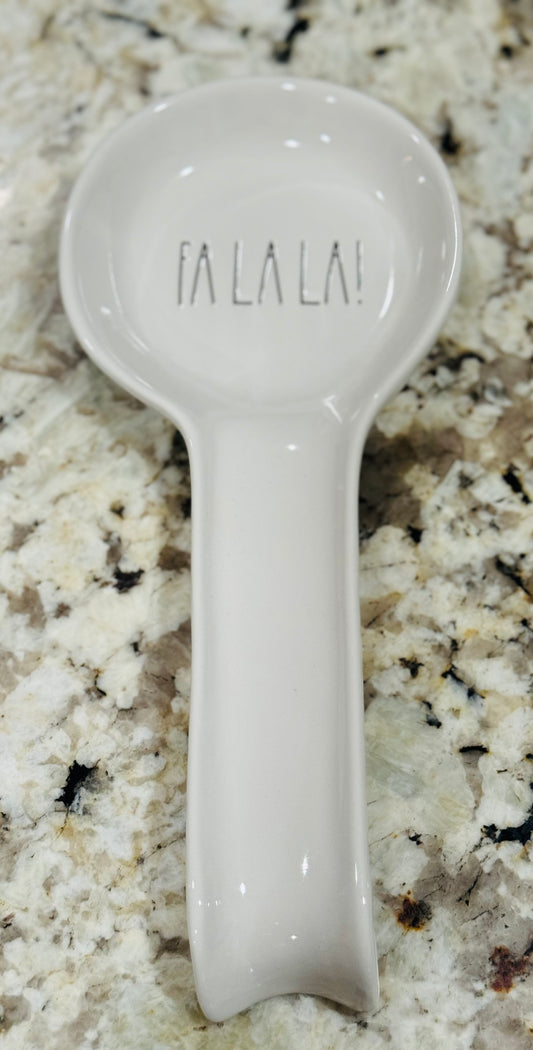 New Rae Dunn white ceramic Christmas spoon rest FA LA LA!