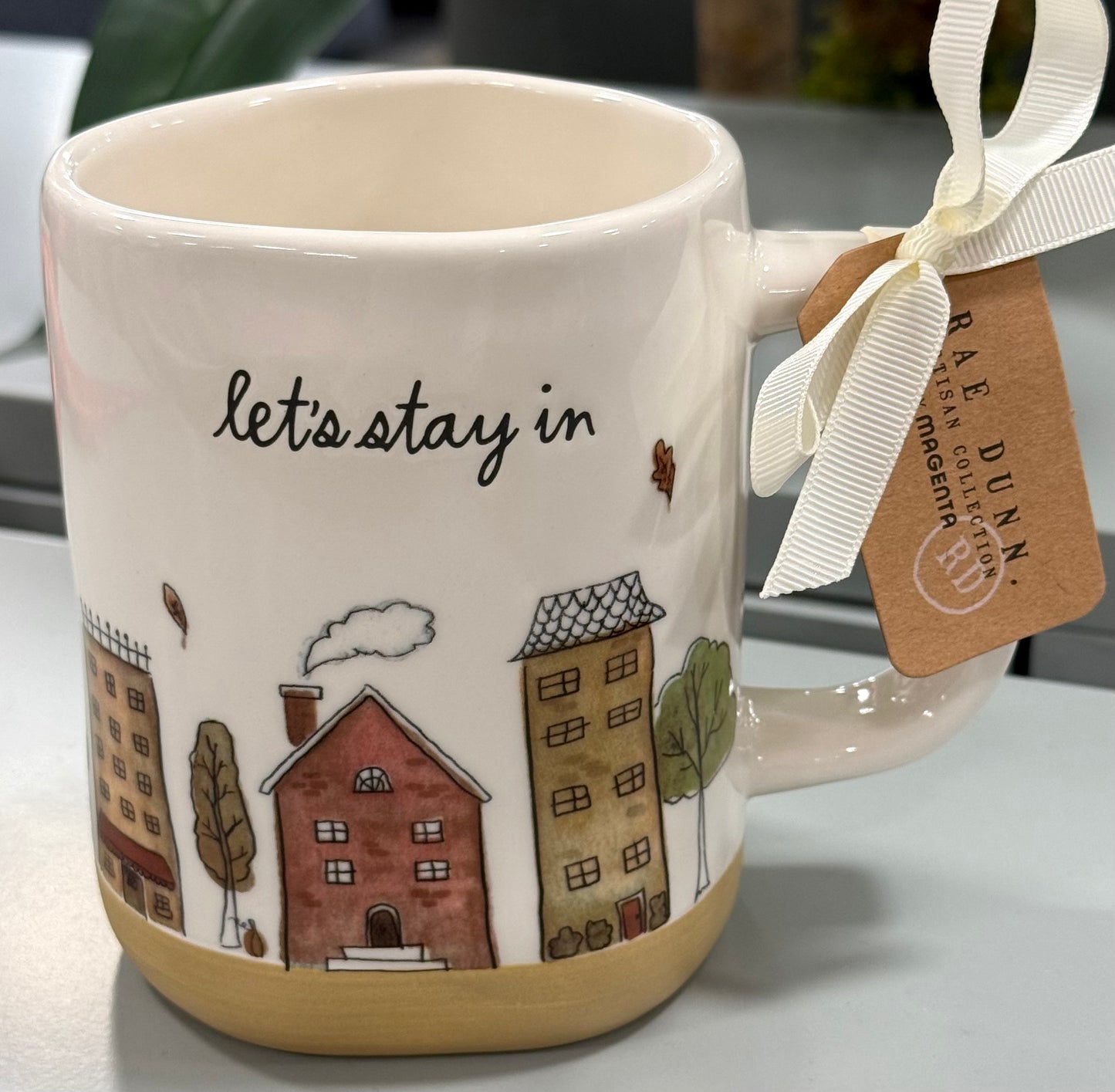 New Rae Dunn ceramic coffee mug LETS STAY IN