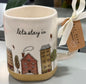 New Rae Dunn ceramic coffee mug LETS STAY IN