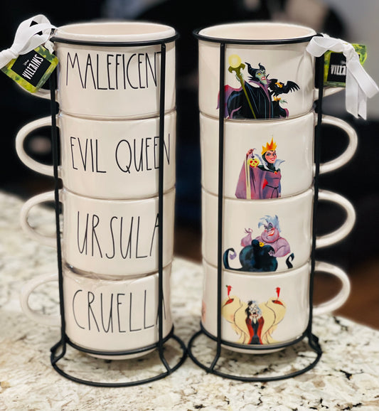 New Rae Dunn Disney Villian line white ceramic coffee mug stacker