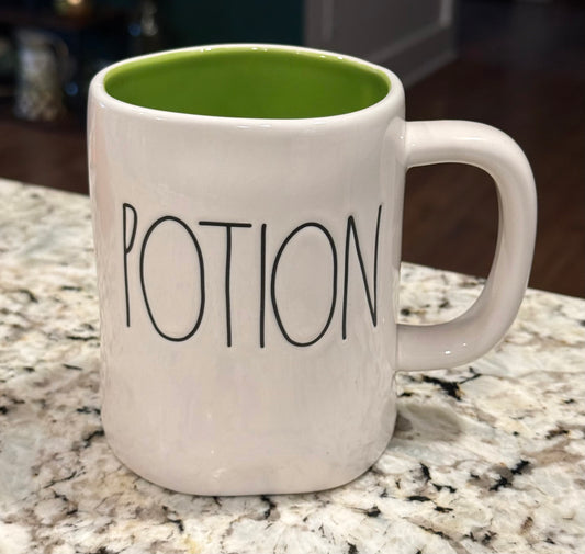 New Rae Dunn white ceramic coffee mug POTION