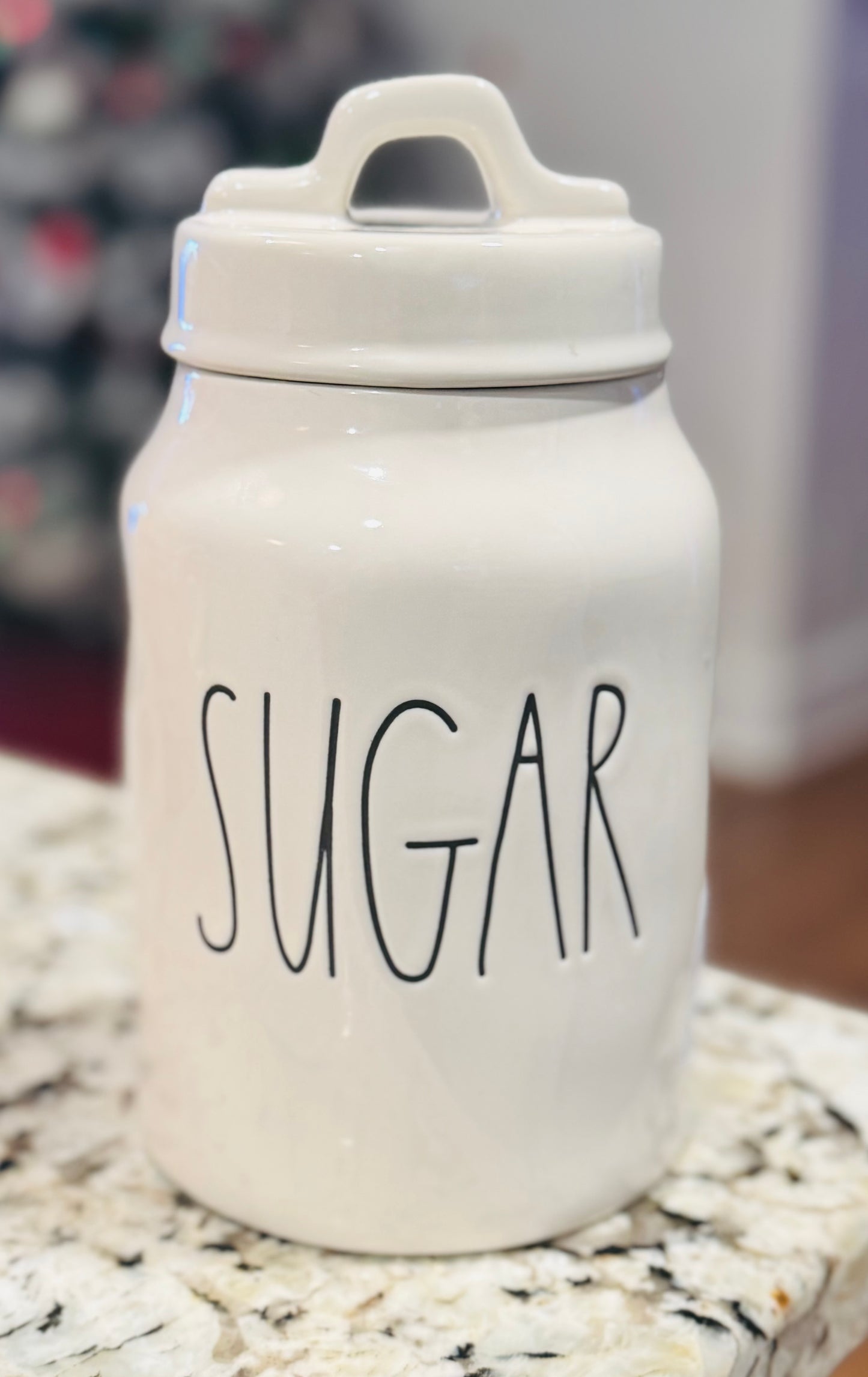 New Rae Dunn white ceramic SUGAR canister 7” fat lid