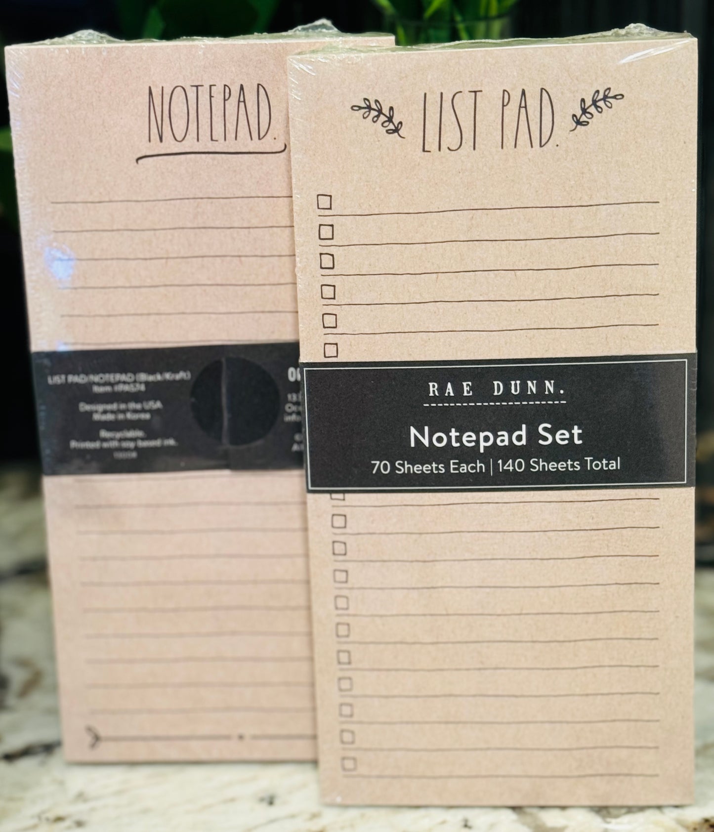 New Rae Dunn stationary 2-pack notepad set LIST PAD/NOTE PAD