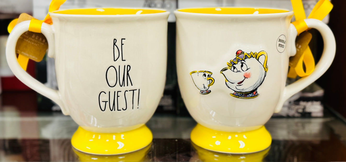 New Rae Dunn x BEAUTY & The BEAST large ceramic coffee mug BE OUR GUEST