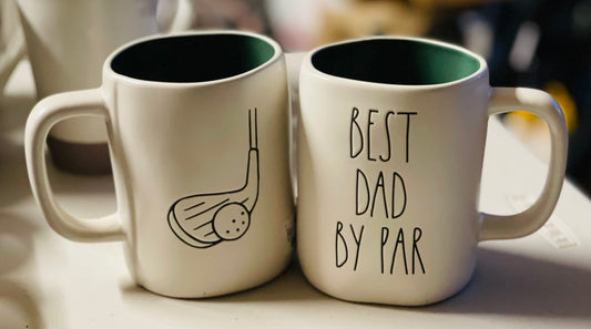 New Rae Dunn white ceramic coffee mug BEST DAD BY PAR