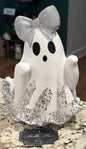 New Bella Lux resin 10” fancy party ghost decor-silver bow
