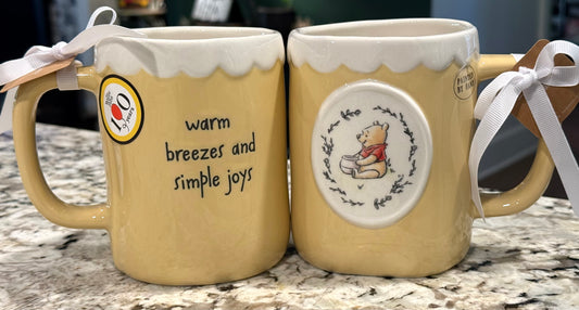 New Rae Dunn x Winnie the Pooh ceramic 100th anniversary coffee mug WARM BREEZES AND SIMPLE JOYS