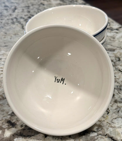 Rae Dunn vintage Blue Line ceramic 3-piece bowl set YUM