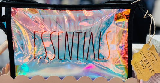 New Rae Dunn iridescent ESSENTIALS make up toiletries bag