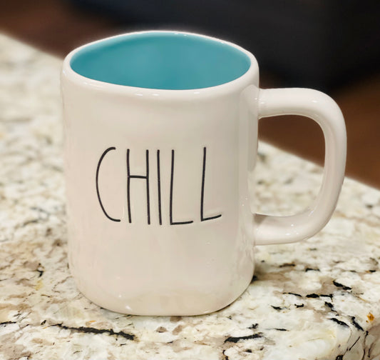 New Rae Dunn white ceramic coffee mug CHILL