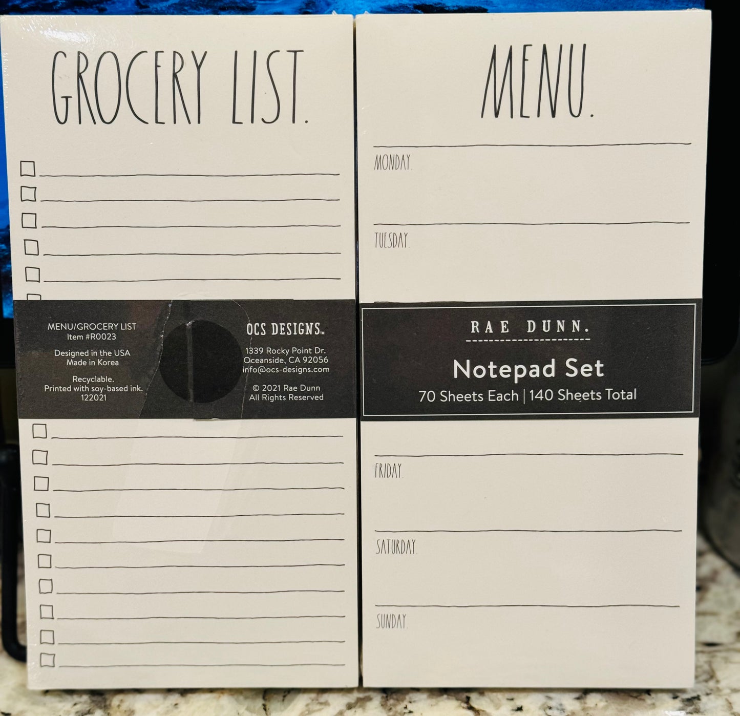 New Rae Dunn 2-piece Stationary set MENU/GROCERY LIST