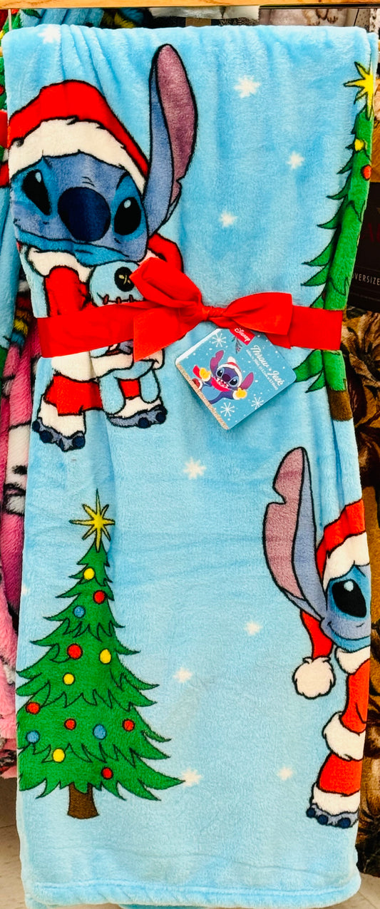 New LILO and Stitch blue Christmas throw blanket 50x70