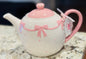 New pink and white ceramic bow print teapot decor