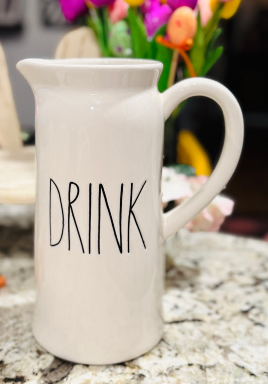 New Rae Dunn ceramic DRINK farmhouse pitcher