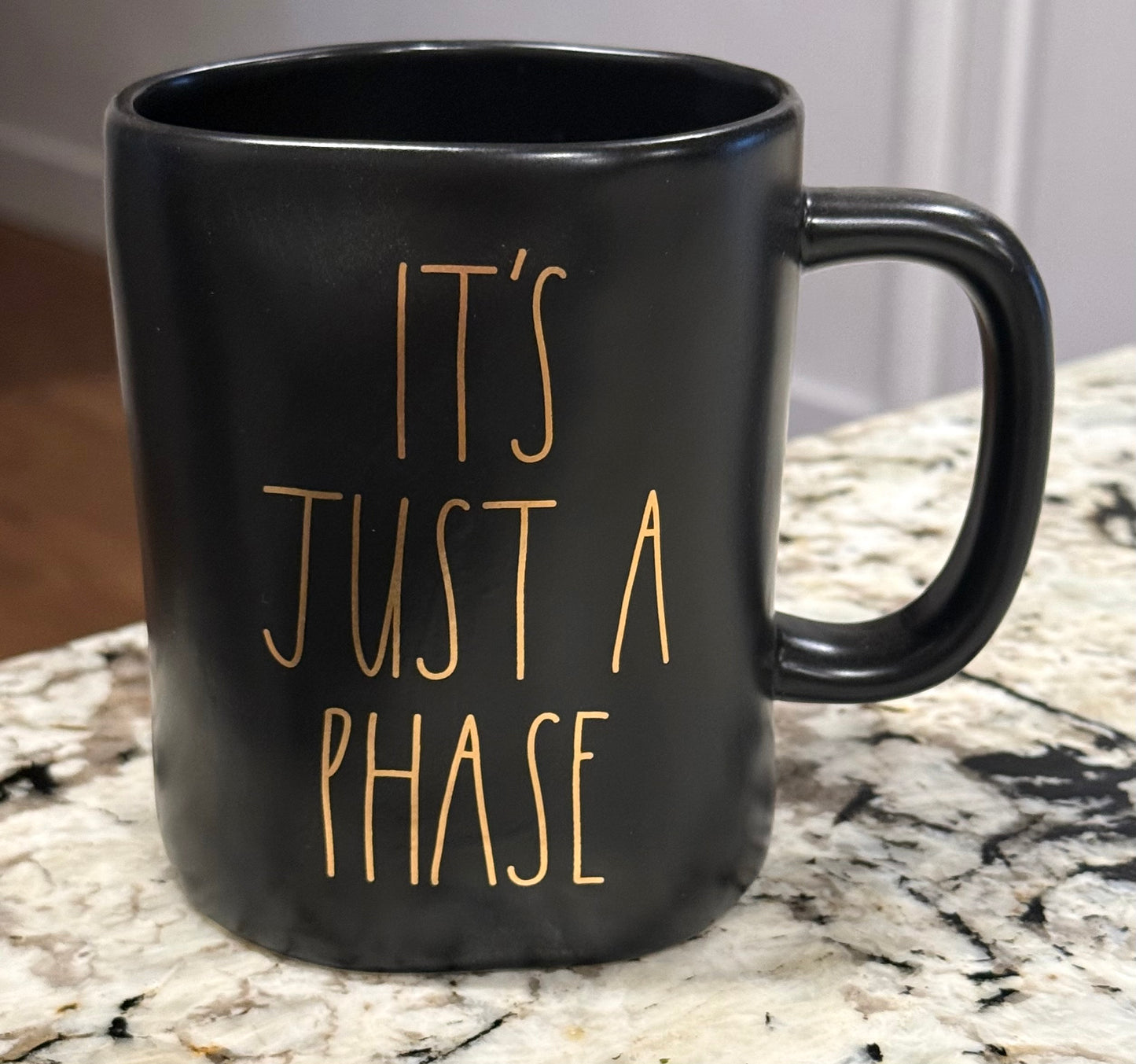 New Rae Dunn black ceramic coffee mug IT’S JUST A PHASE