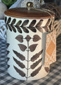 New brown floral Made in ceramic 7” canister wood lid