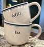 Rae Dunn vintage Blue Line ceramic 2-piece mug set COFFEE & TEA