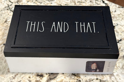 New Rae Dunn black & white storage box THIS AND THAT. 9.75x6.25x3
