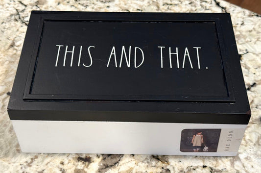 New Rae Dunn black & white storage box THIS AND THAT. 9.75x6.25x3