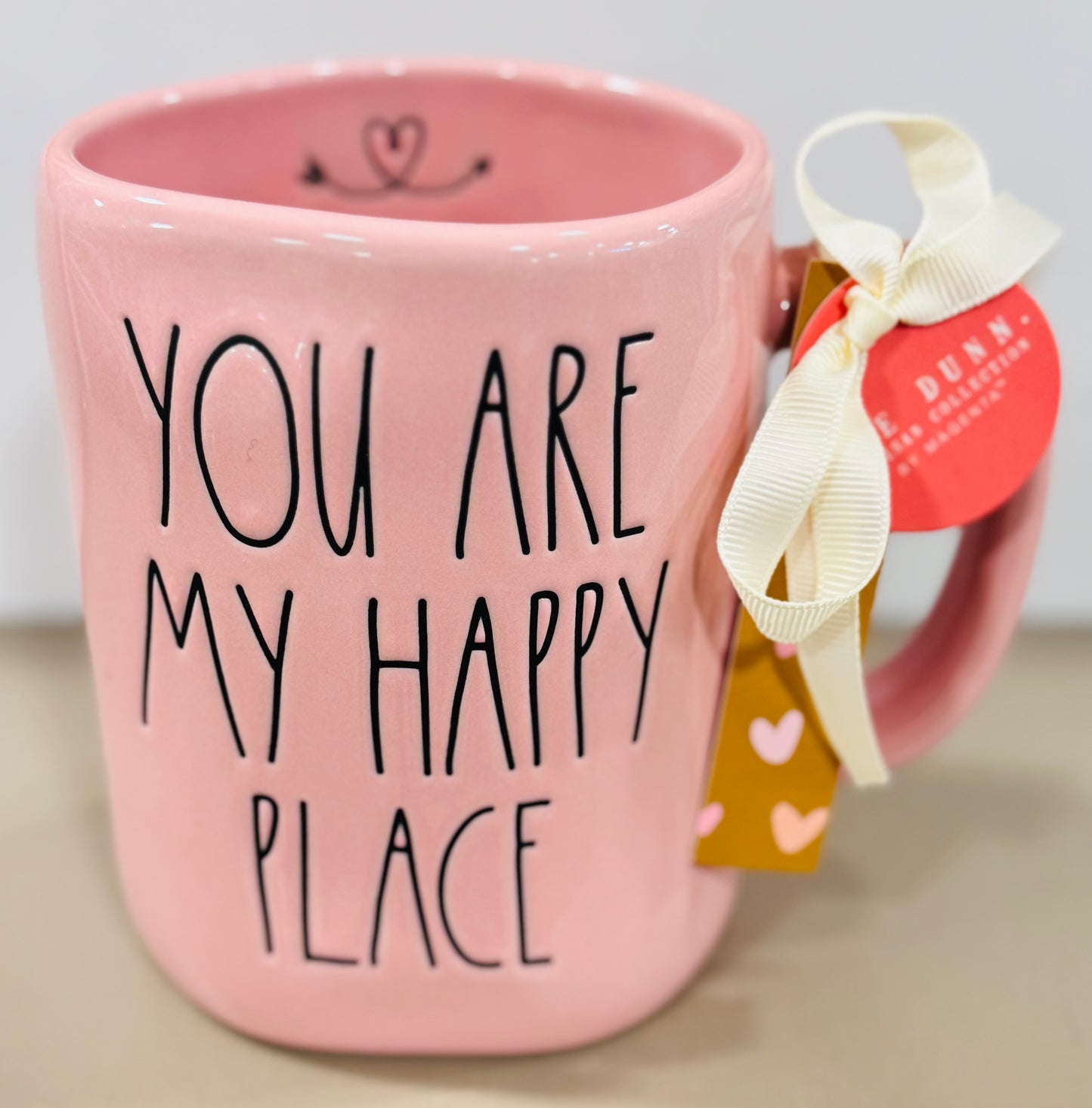 New Rae Dunn pink ceramic coffee mug YOU ARE MY HAPPY PLACE