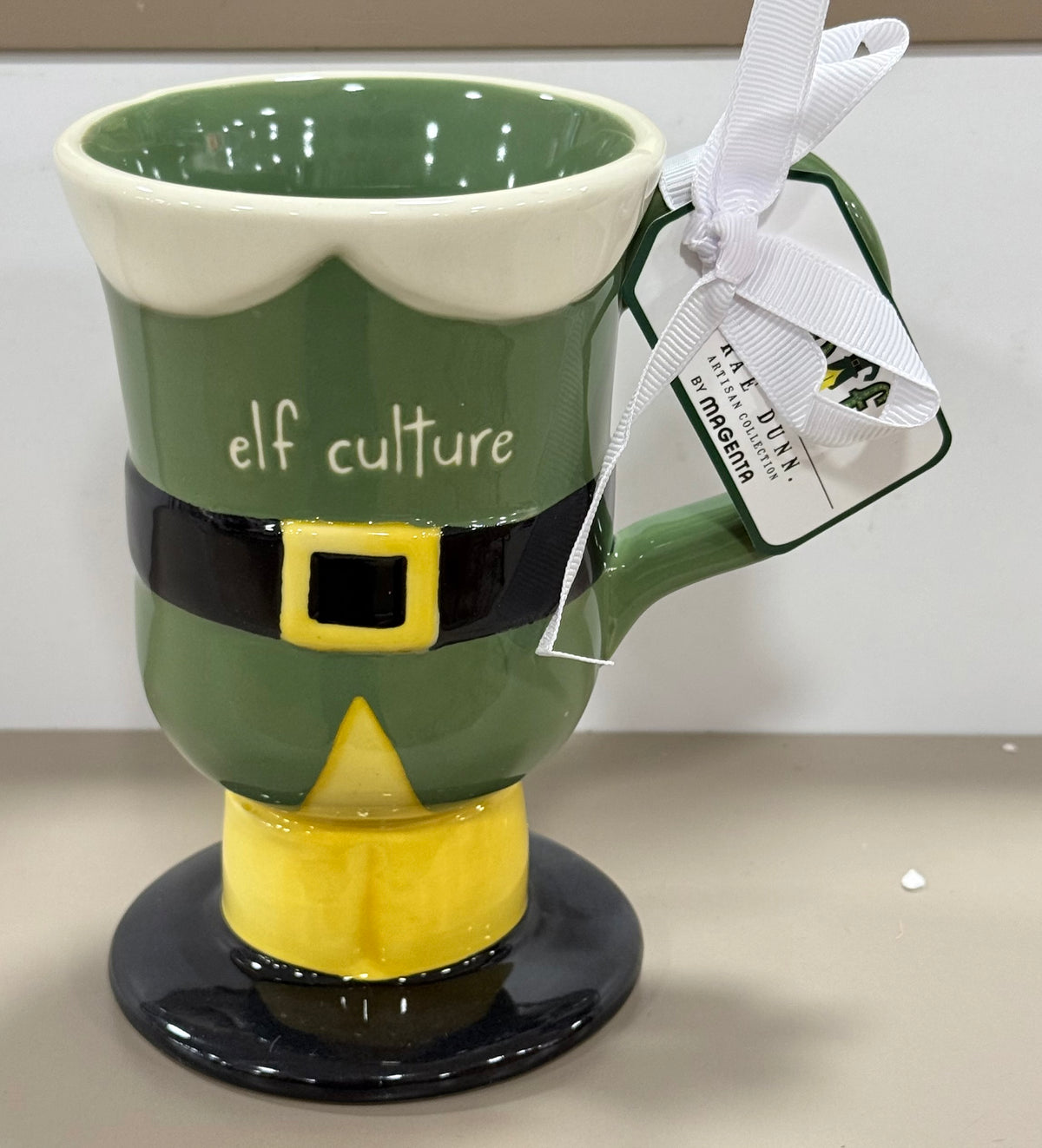 New Rae Dunn green tall ELF MOVIE ceramic Christmas decor mug ELF CULTURE