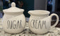 New Rae Dunn white ceramic 2-piece CREAM & SUGAR set