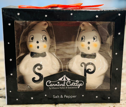 New Joanna Parker ghost Gus ceramic Halloween Salt & Pepper set