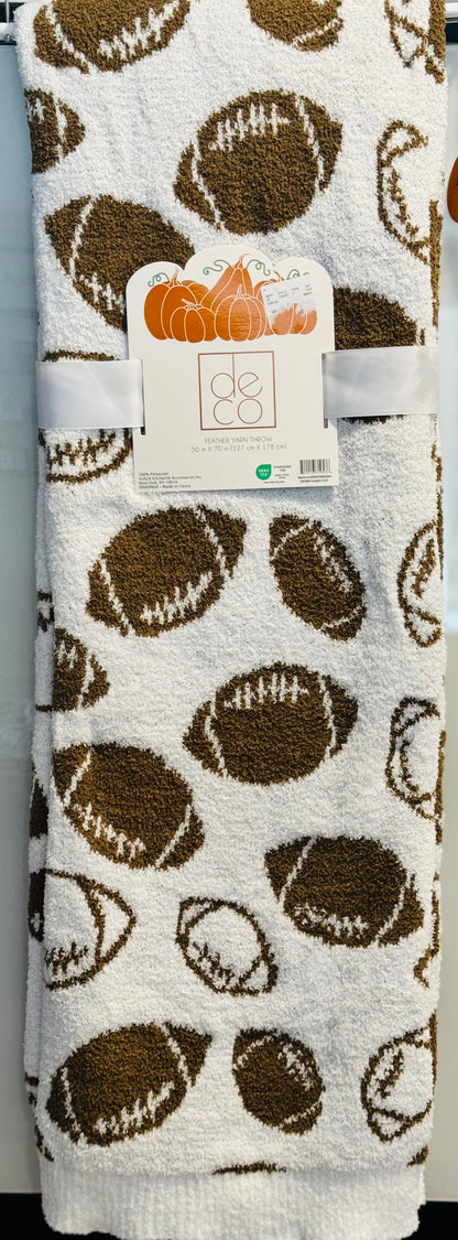 New Art Deco cozy feather yarn Football 🏈 throw blanket decor 50x70