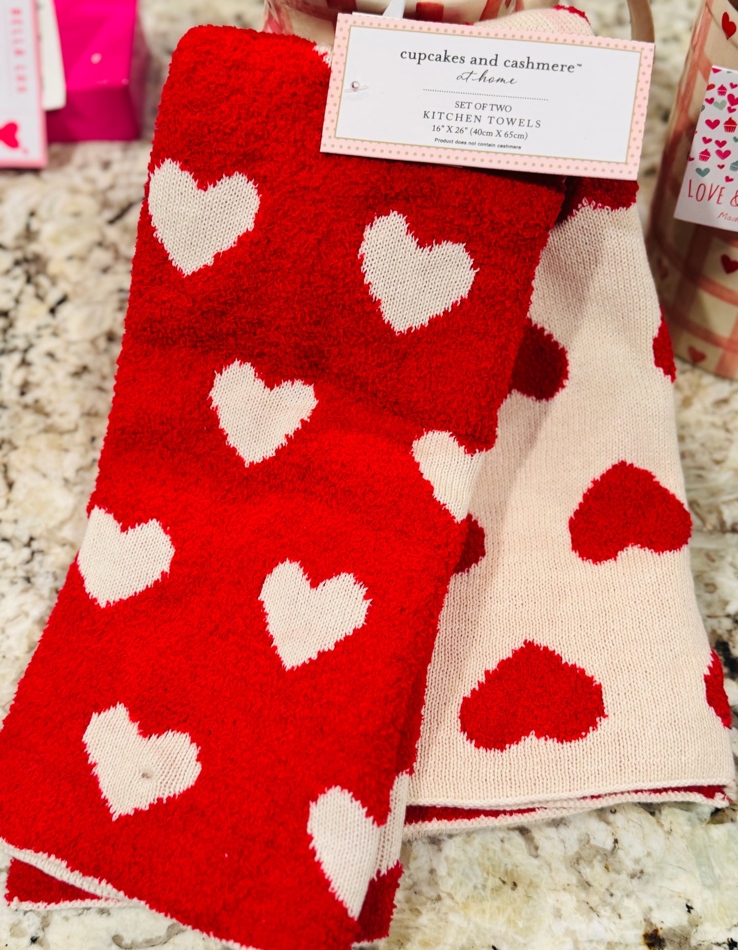 New Cupcakes and Cashmere sweater knit 2-piece heart towel set