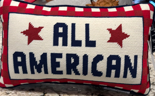 New Martha Stewart USA 🇺🇸 patriotic throw pillow ALL AMERICAN stars & stripes 9x15