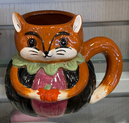 New ceramic Joanna Parker missing squirrel coffee mug fall decor