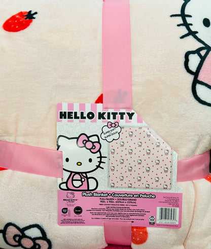 New Release Hello Kitty white strawberry 🍓 90x90 FULL/QUEEN size blanket