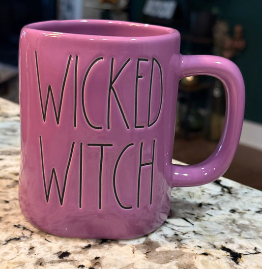 New Rae Dunn purple ceramic coffee mug Halloween decor WICKED WITCH