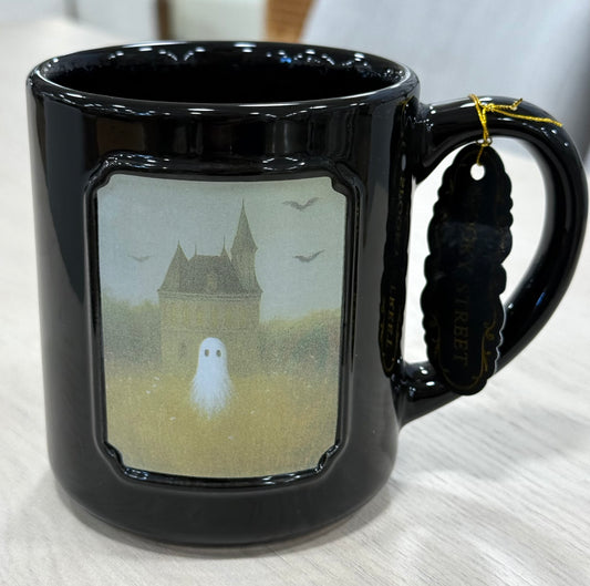 New black ceramic Halloween picture frame ghost mug