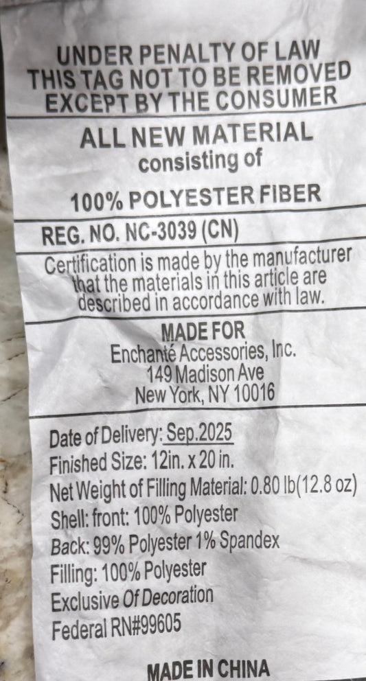 New Rae Dunn gray fur back throw pill SWEATER WEATHER 12x20