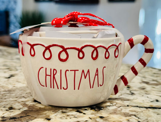 New Release! Rae Dunn red & white scroll candy cane handled measuring cup set