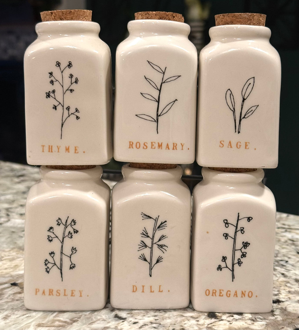 Rae Dunn white ceramic spice rack and storage jars