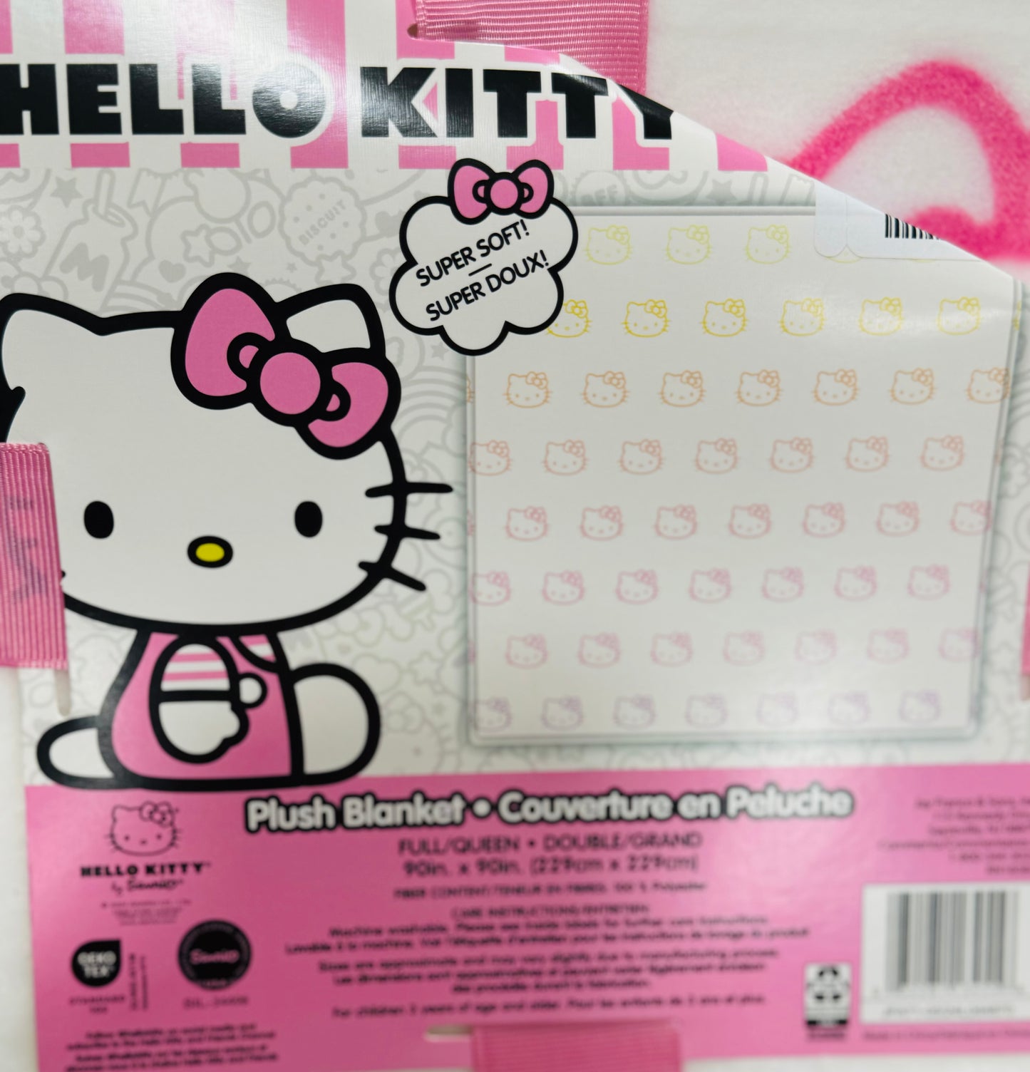 New white neon Hello Kitty Full/Queen size 90x90 blanket bedding