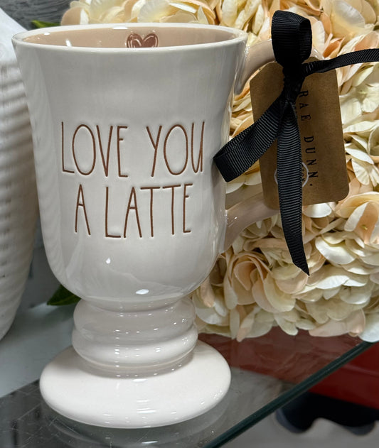 New release Rae Dunn ceramic LOVE YOU A LATTE tall mug