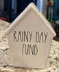 New Rae Dunn ceramic RAINY DAY FUND house bank