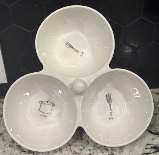 Rae Dunn white melamine original ICON snack tray