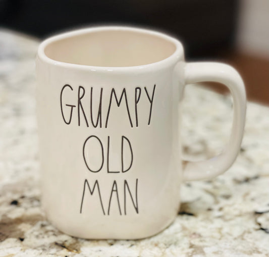 New Rae Dunn white ceramic coffee mug GRUMPY OLD MAN